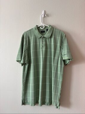 Izod Light Green Windowpane Polo